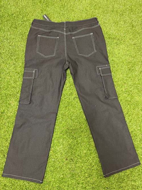 Contrast lining carpenter straight jeans