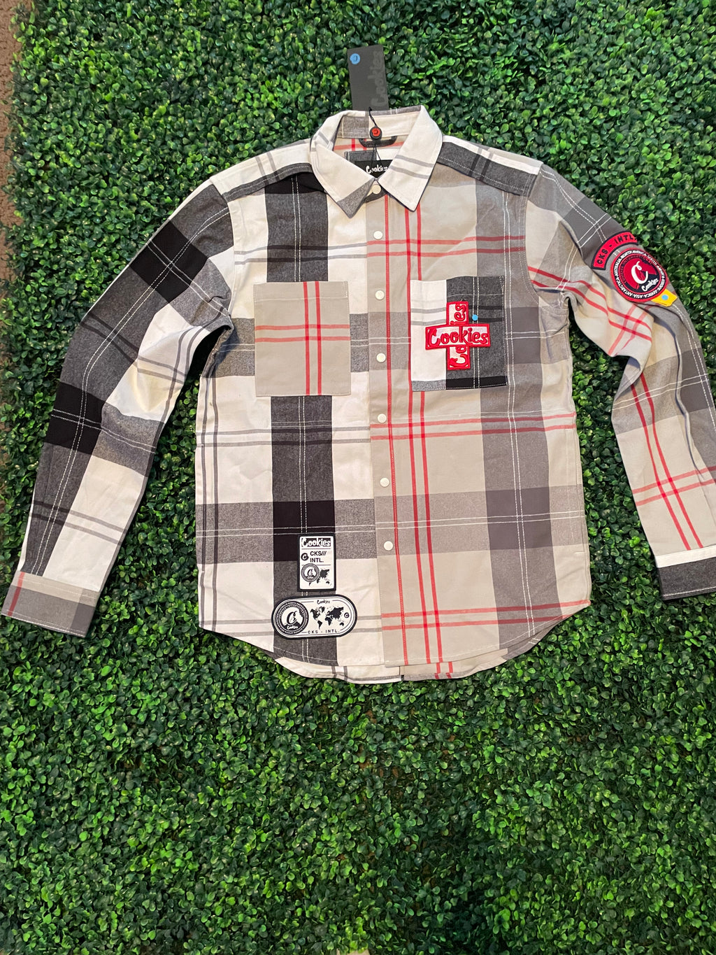 COOKIES PLAID SHIRT W/ LOGO PATCHES